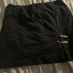 Black Mini Skirt with Safety Pin Detail